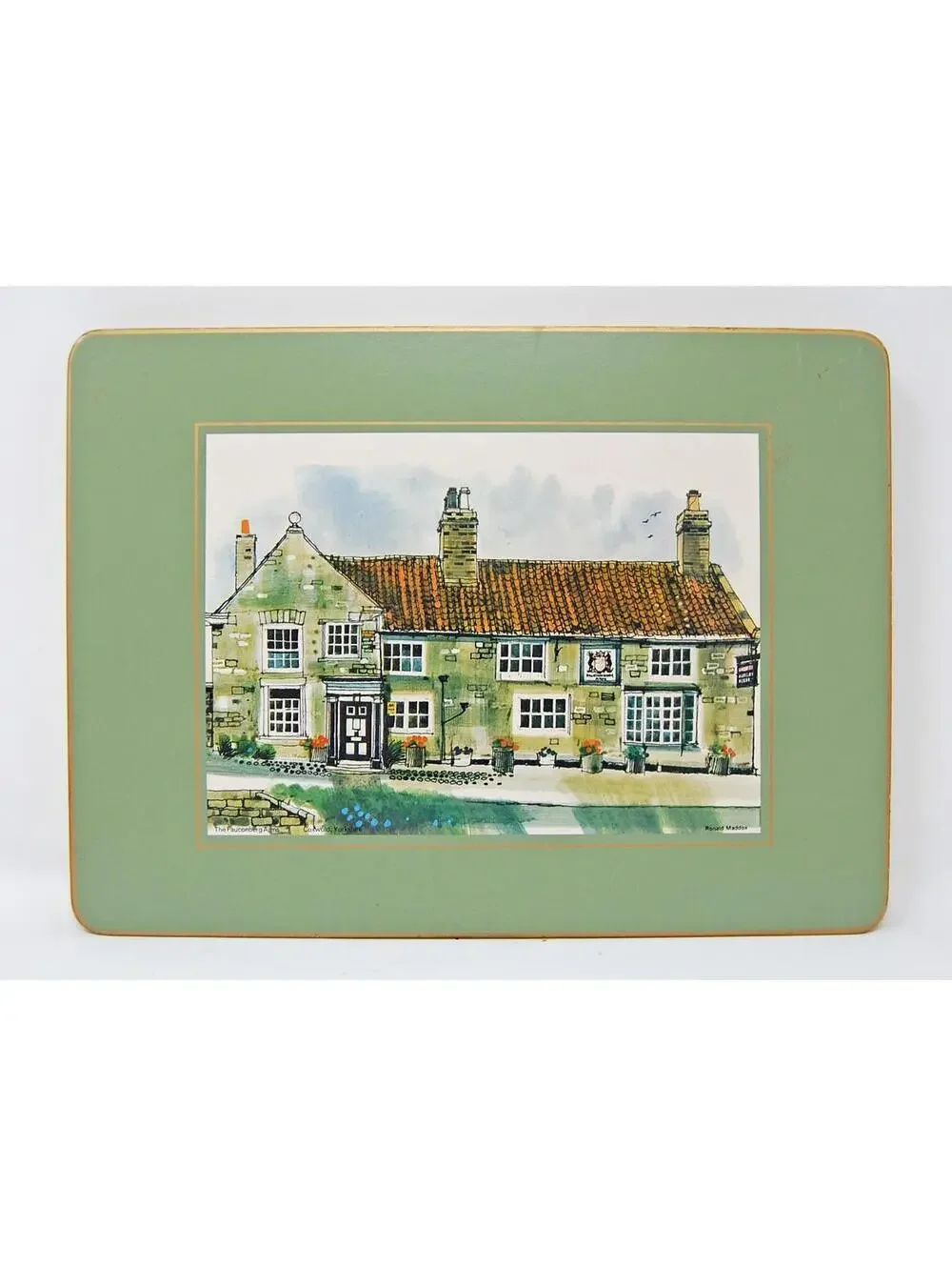 Clover Leaf Cork Backed Placemat Table Mat English Pubs Roger Maddox Vintage Set